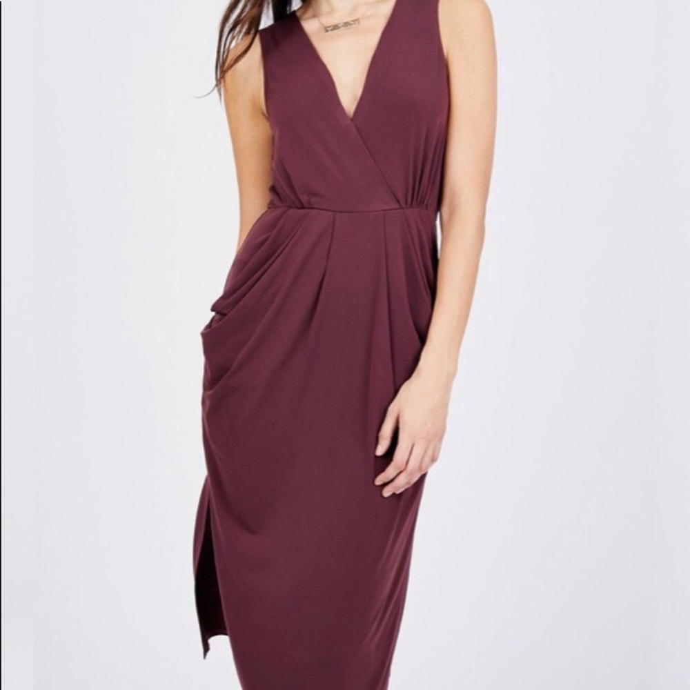 BCBGeneration Faux Wrap Midi Dress - W/Pockets, L